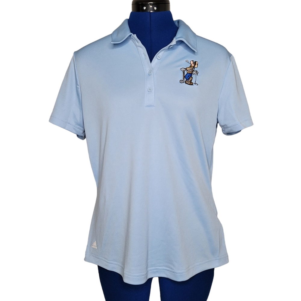 ADIDAS X DISNEY blue goofy polo golf shirt